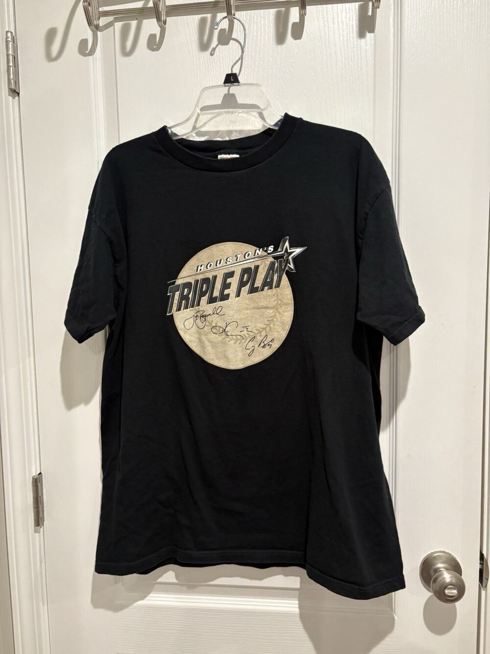 Vintage Houston Astros T Shirt Mens XL Triple Play MLB Baseball Bagwell Biggio